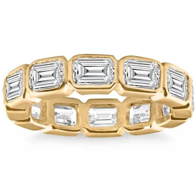 4Ct Emerald Cut Diamond Eternity Ring Horizontal Bezel Lab Grown Gold