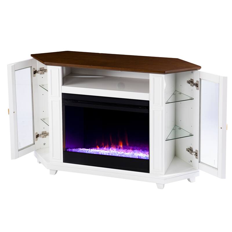 SEI Furniture Daventry Transitional White Wood Color Changing Fireplace