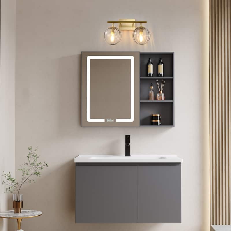 Dimmable Bathroom Vanity Lights with Ribbed Clear Glass Shade Vanity Light Fixture