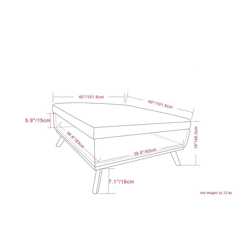 XL Square Coffee Table Storage Ottoman