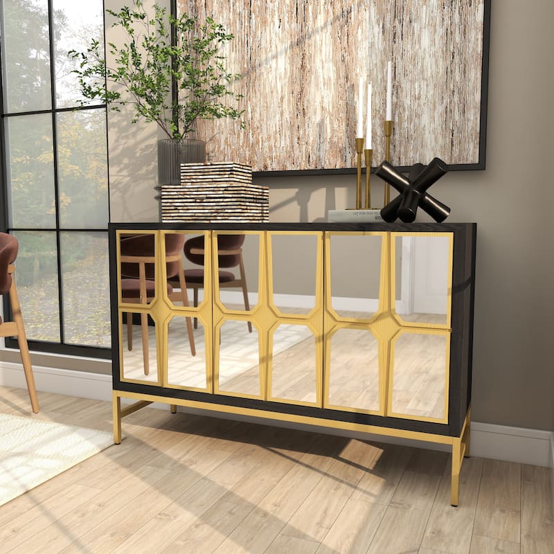 Wooden 3 Drawer Chest with Mirrored Front - Gold or Black - Roche River Decor