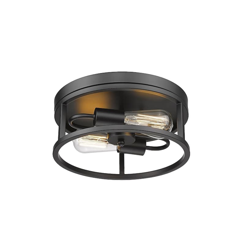 2-Light Black Metal Flush Mount