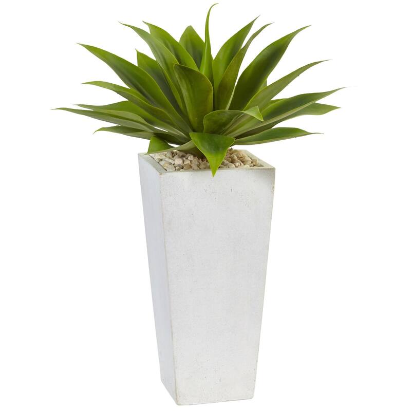 Artificial Plant in Planter Tall Indoor Decorative Greenery Modern Home Decor White Planter Included - Green