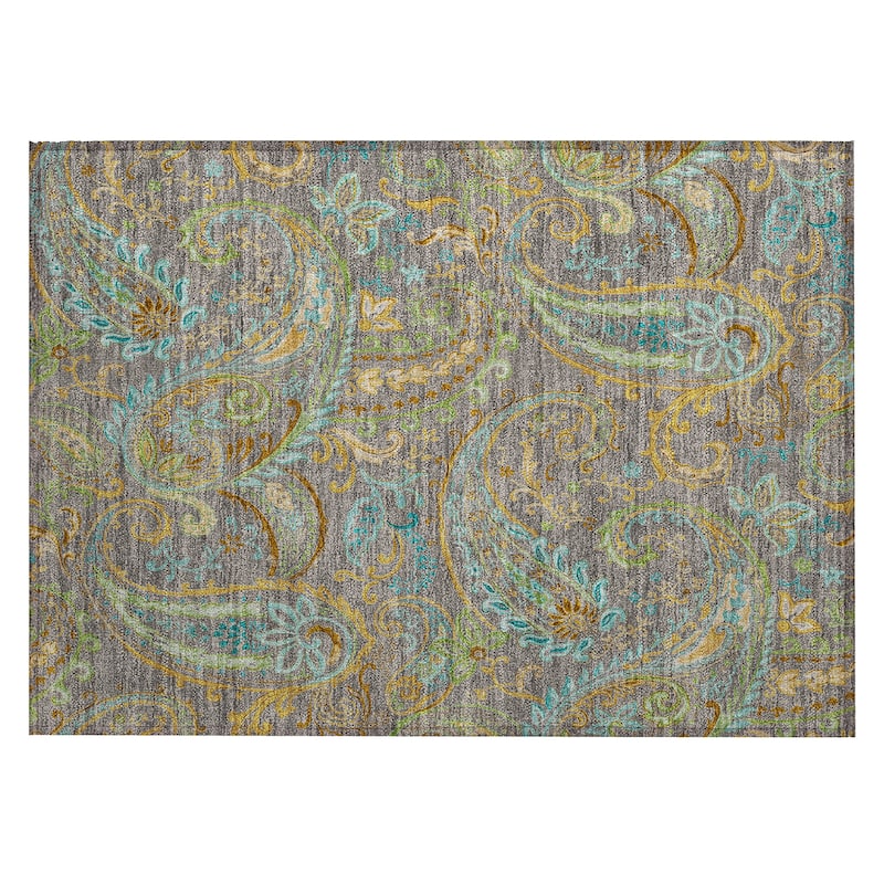 Machine Washable Indoor/ Outdoor Paisley Chantille Rug
