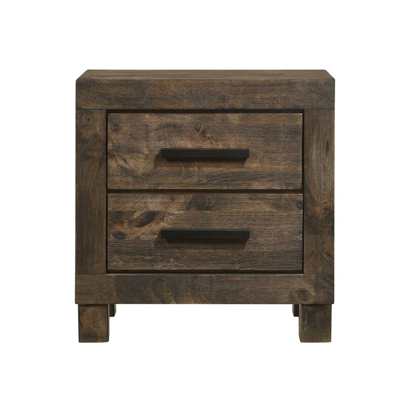 2 Drawers Wooden Nightstand in Golden Brown