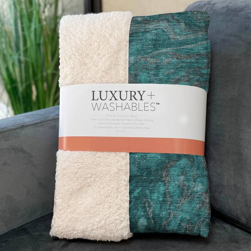 Premium Machine Washable Abstract Contemporary Sherpa Throw Blanket