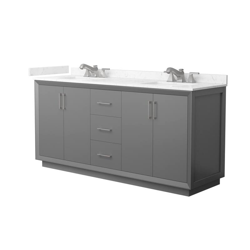 Wyndham Collection WCF4141-72D-VCA-US3MXX Strada 72" Free Standing - Dark Gray / Carrara Cultured Marble Top / Brushed
