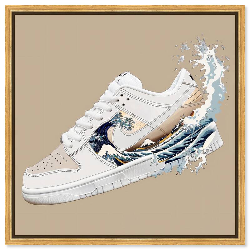 Great Wave Sneaker Splash Canvas by Art Remedy - 24" x 24" - Gold