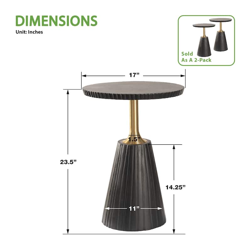 Wood and Brass Accent Side Table
