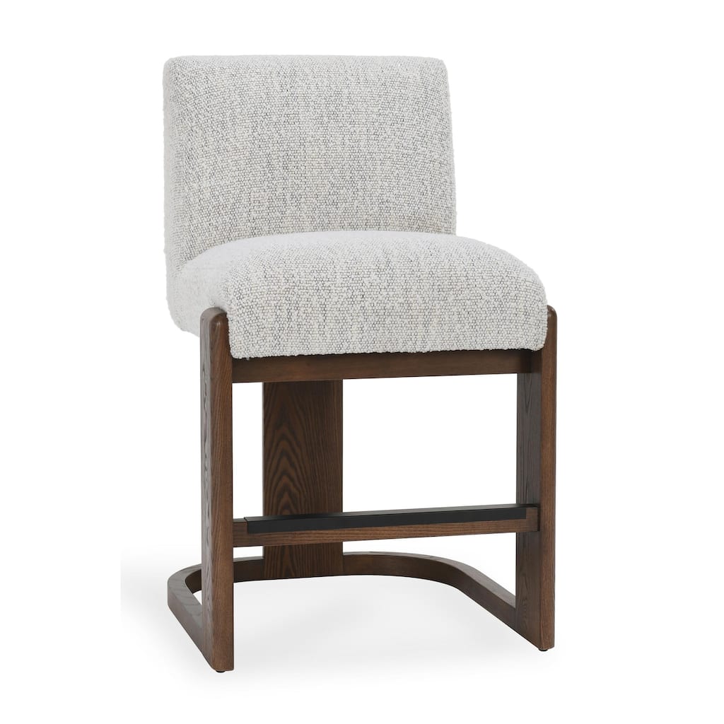 Classic Home Chelsea 26" Upholstered Fabric Counter Bar Stool in Ivory