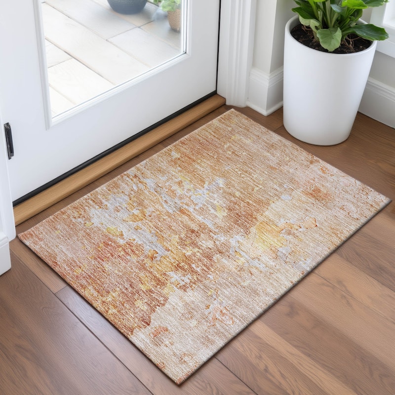 Premium Washable Super Soft Abstract Watercolor Mayfield Rug - Salmon - 1'8" x 2'6"