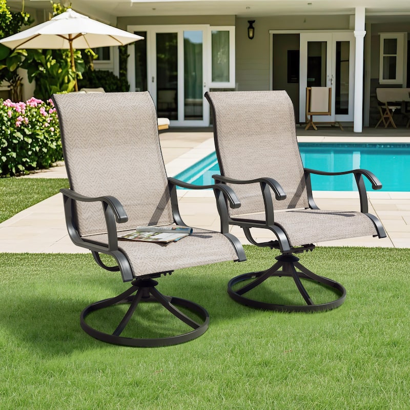 Patio 2-Piece Outdoor Textilene Dining Chairs with Smooth Swivel Design