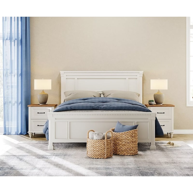 Nightstand with Charging Station, 2-Drawer End Table for Bedroom