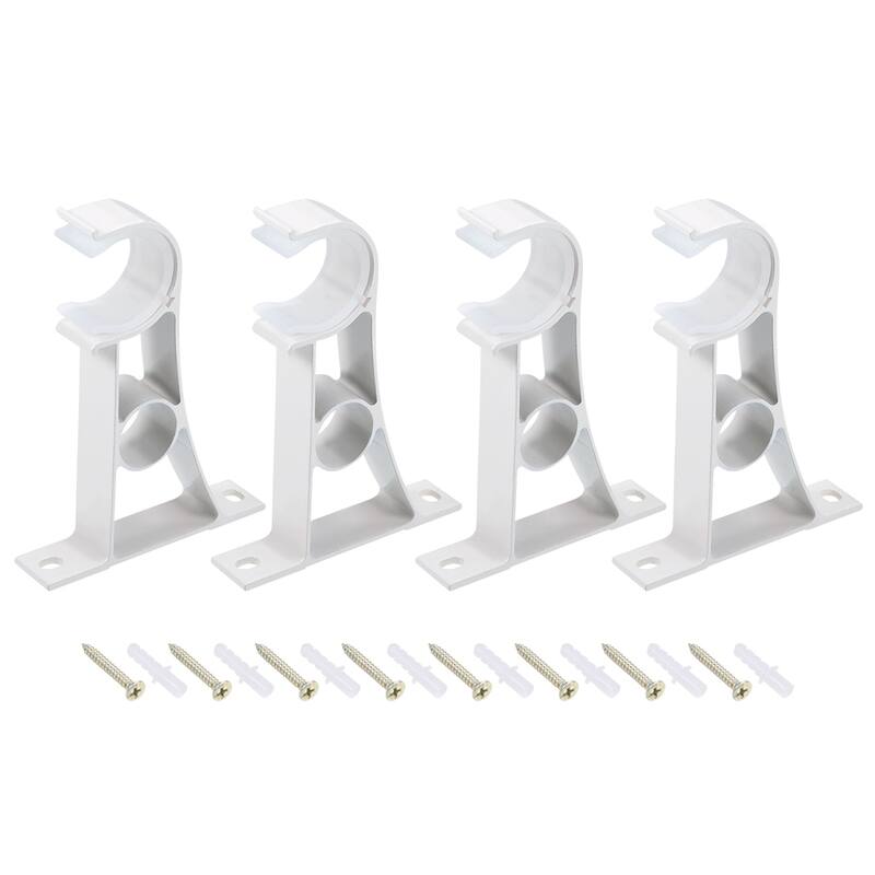 Curtain Rod Bracket Aluminum Alloy for 25mm Rod 110 x 78 x 18mm White 4Pcs