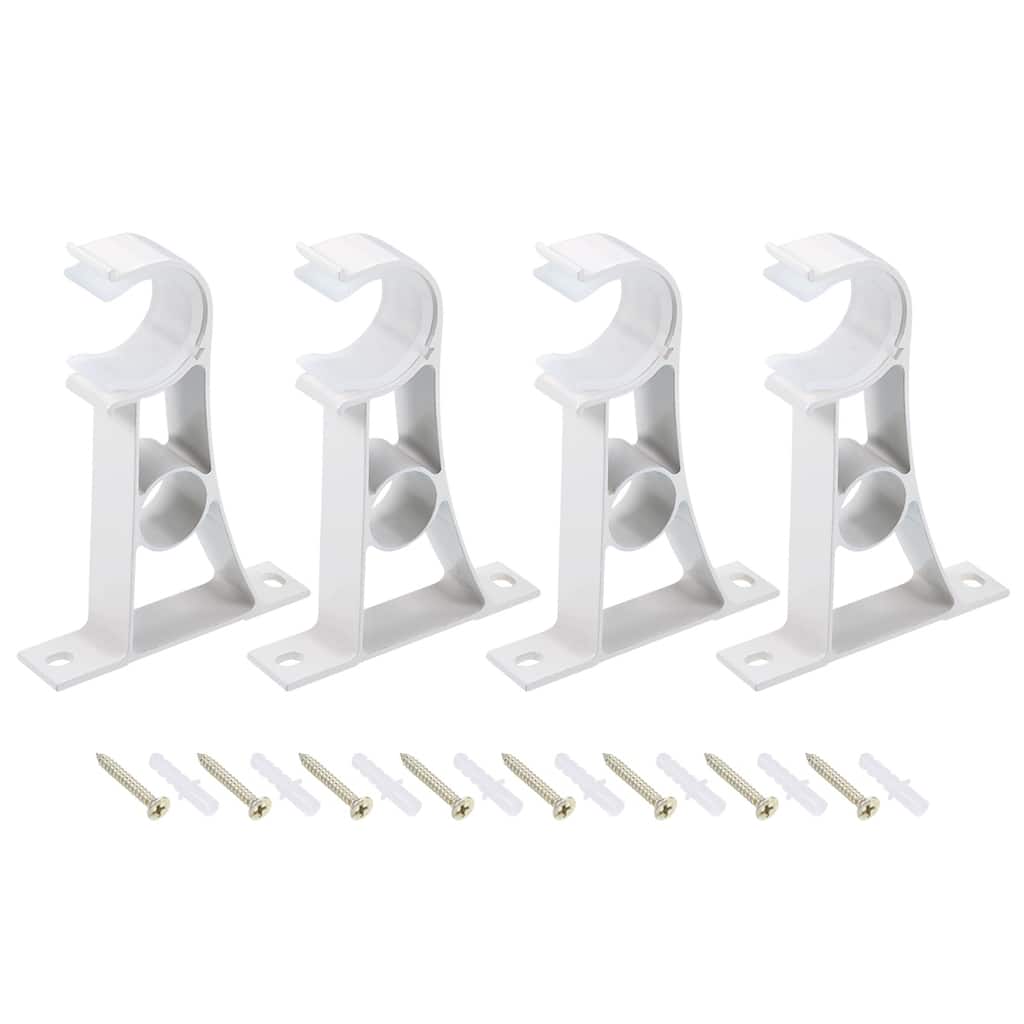 Curtain Rod Bracket Aluminum Alloy for 25mm Rod 110 x 78 x 18mm White 4Pcs