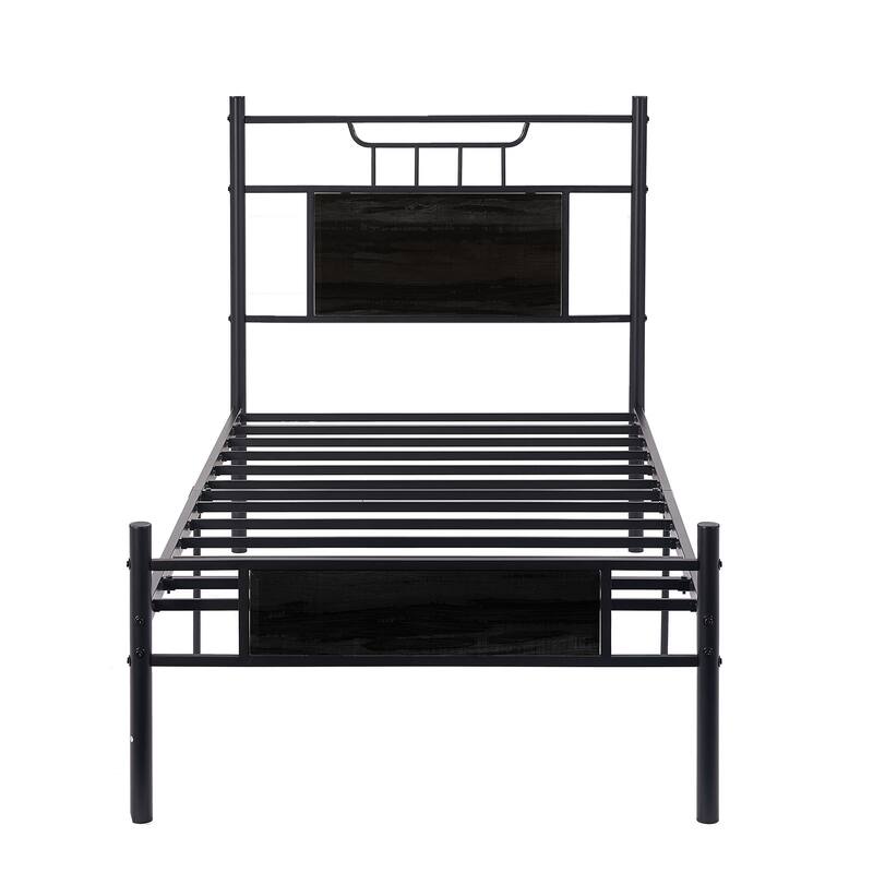 Javlergo Platform Bed Frame with Wooden Headboard Mattress Foundation/No Box Spring Needed