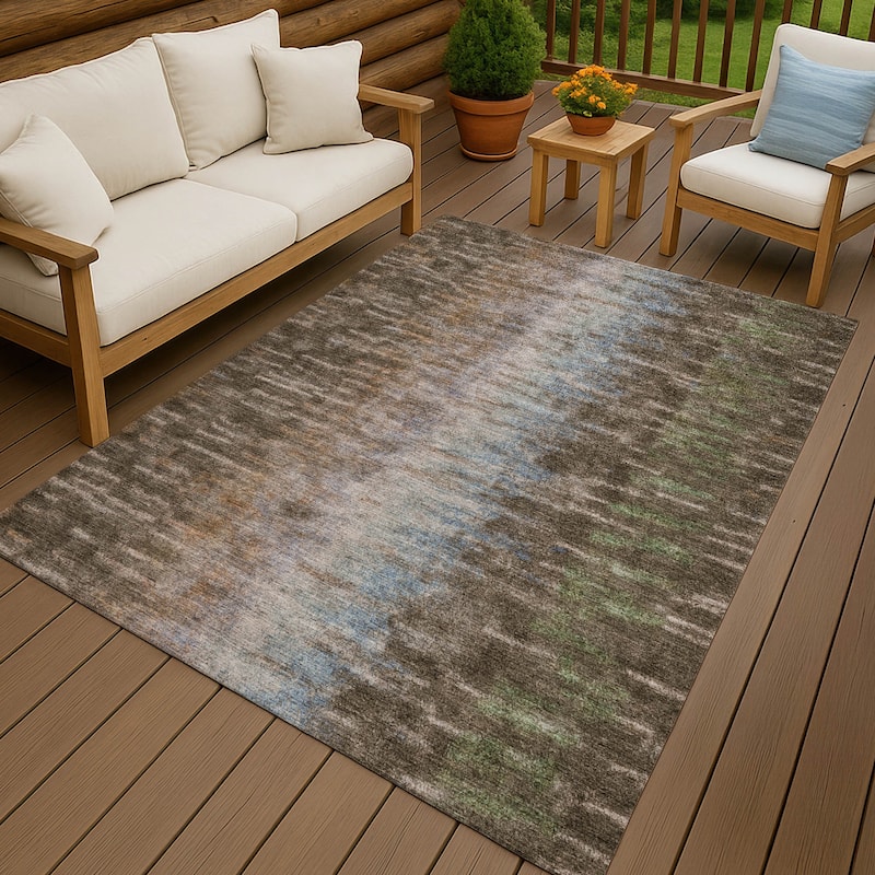 Machine Washable Indoor/ Outdoor Contemporary Ombre Chantille Rug