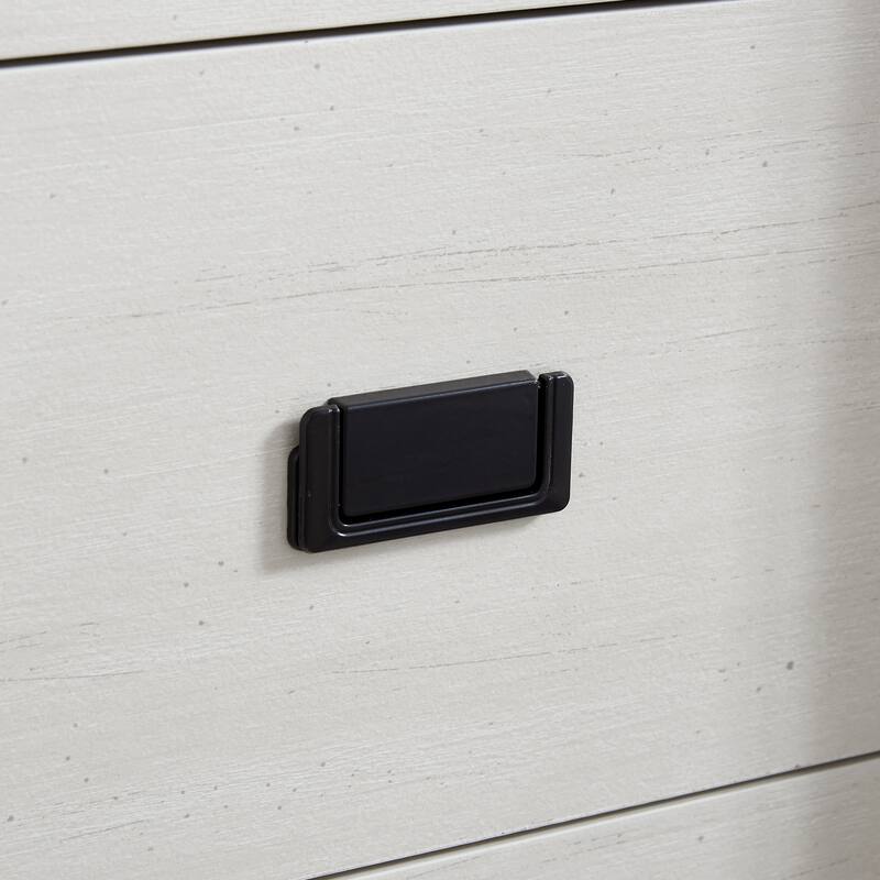 GDFStudio - Farmhouse Modern Sliding Barn Door Dresser with 5 Drawers and Adjustable Shelves