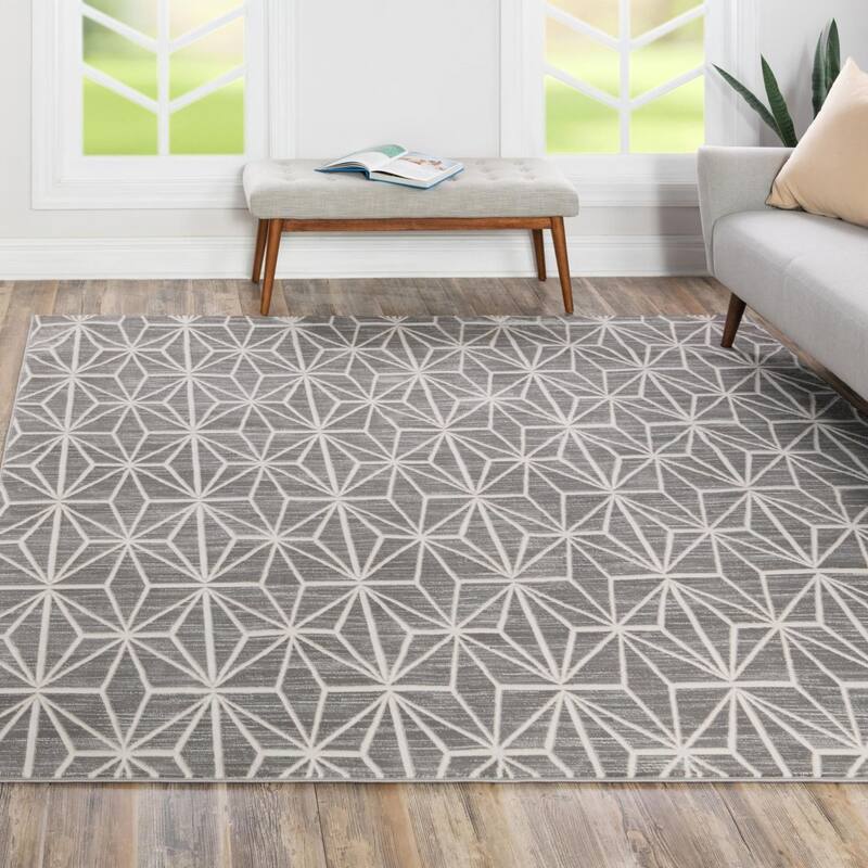 Contemporary Richye Collection Area Rug - Gray - 7'10" Square