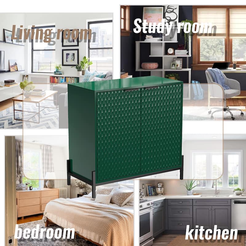 Clihome Modern Glossy Storage Accent Cabinet Sideboard