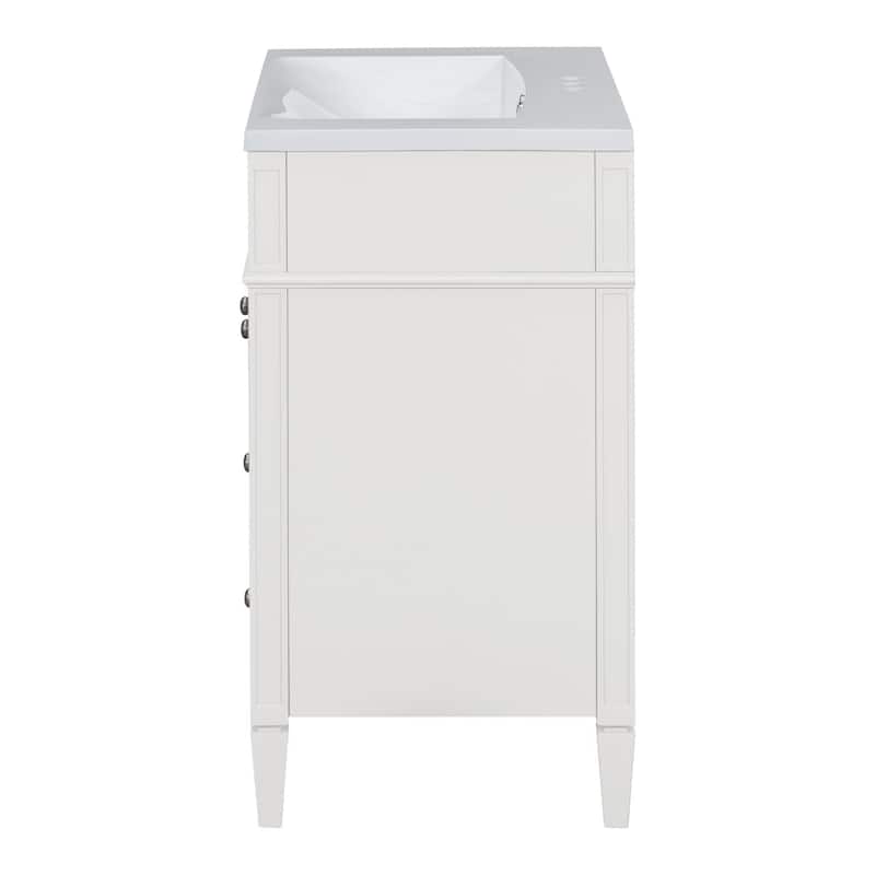Plywood Freestanding Bathroom Vanity Set in Maple with Integrated Ceramic Sink with Mirror Cabinet - 30“ x 18"
