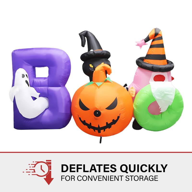 Haunted Hill Farm 5-Ft. Tall Pre-lit Musical Inflatable Boo Sign