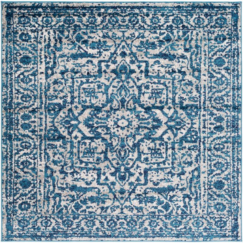 Livabliss Abbas Navy/Gray Vintage Traditional Area Rug