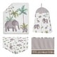 preview thumbnail 2 of 4, Sweet Jojo Designs Watercolor Elephants Boy Girl Gender Neutral 4p Nursery Crib Bedding Set Green Grey Jungle Safari Palm Trees