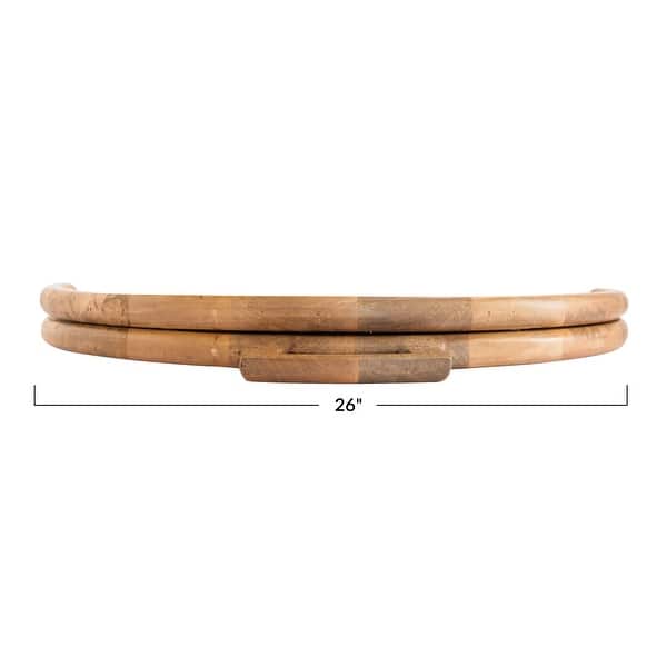 Mango Wood and Stainless Steel Folding Cheese and Serving Board - 26.0"L x 23.5"W x 1.0"H