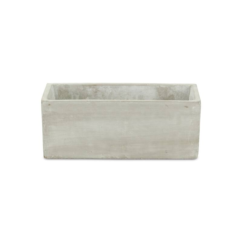 HomeRoots 9" Light Gray Rustic Cement Indoor Outdoor Rectangular Pot Planter