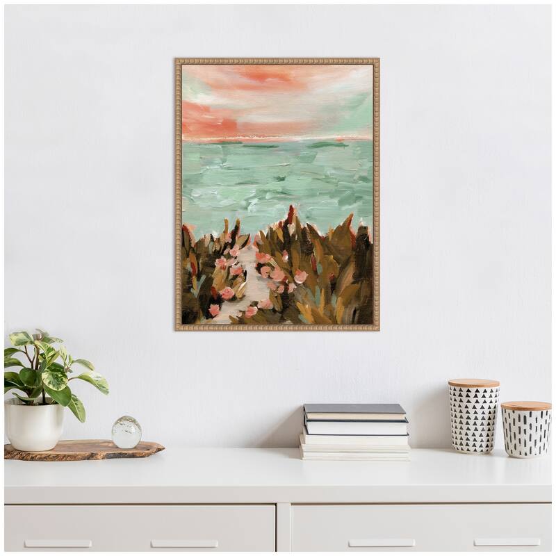 Kate and Laurel Sylvie Landscape 02 Beach Framed Canvas by Annie Quigley