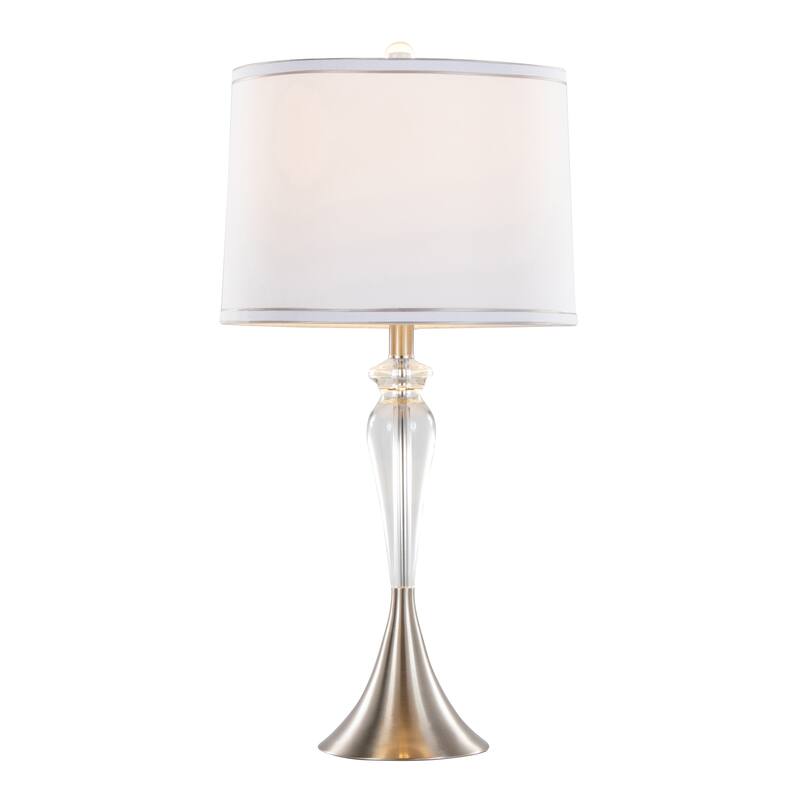 Ashland Glass 28" Crystal Table Lamp (Set of 2) - Brushed Nickel/White Linen