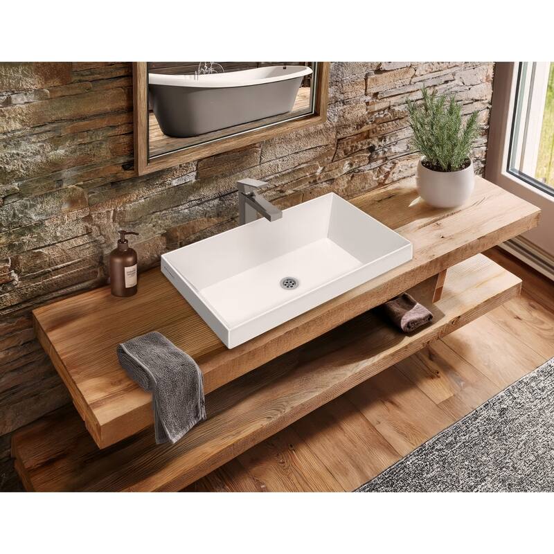 Whitehaus B-AGS60 23-5/8" Rectangular Vitreous China Semi-Recessed