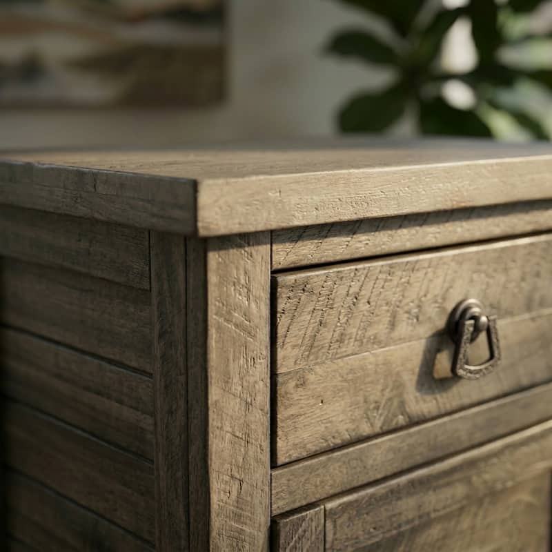 M4H 25" Antique Acacia Wood Nightstand Fully Assembled Reclaimed Look