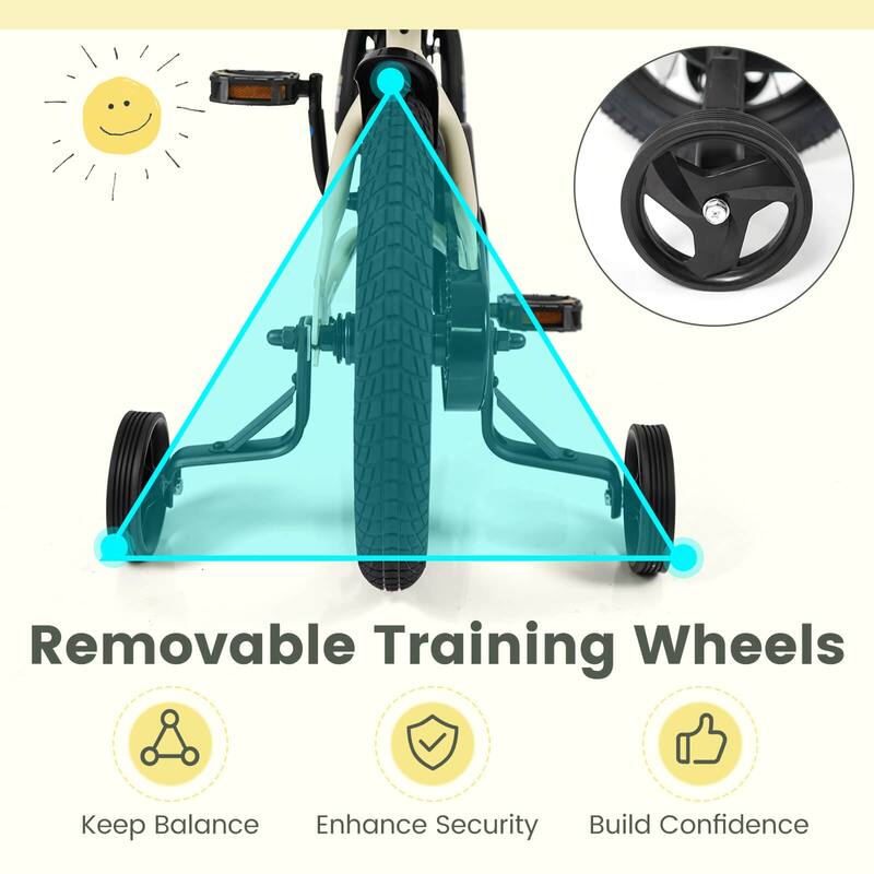 Costway 14" Kids Bike with Removable Training Wheels Adjustable Seat & - See Details