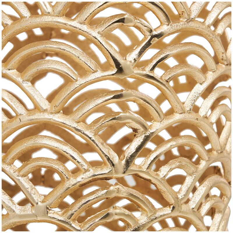 Silver or Gold Aluminum Metal Art Deco Inspired Geometric Vase with Arch Designs (Set of 2)