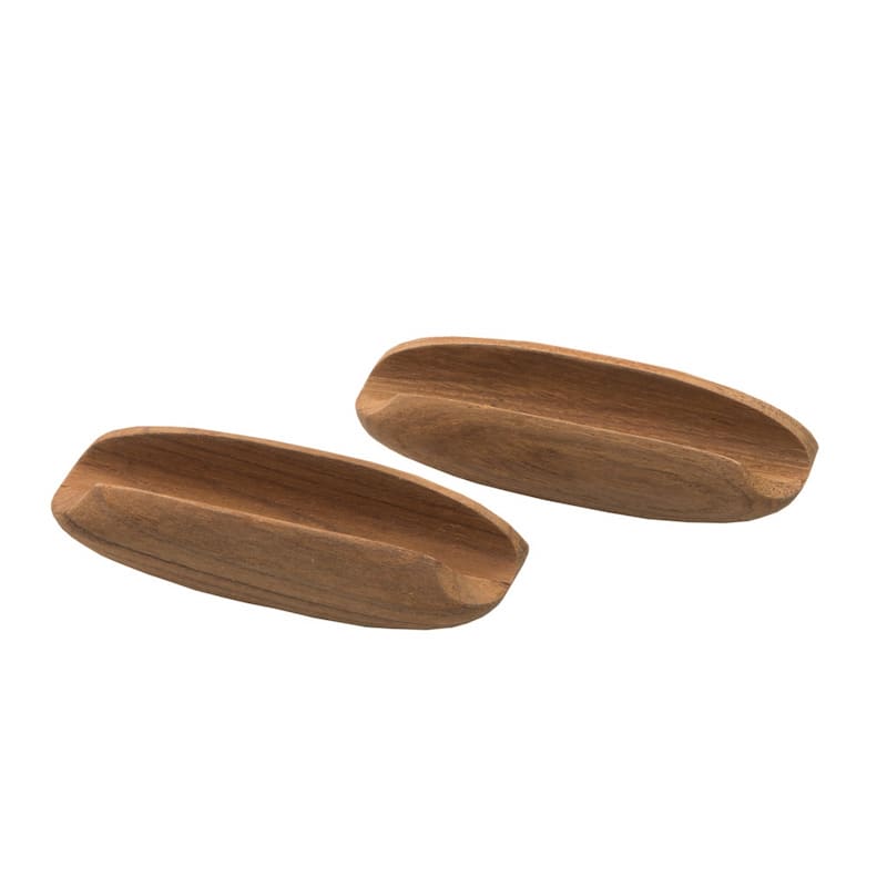 HomeRoots Set of Two Brown Wood Oval Drawer Pull Knobs - 4 in. x 0.32 in. x 1 in.