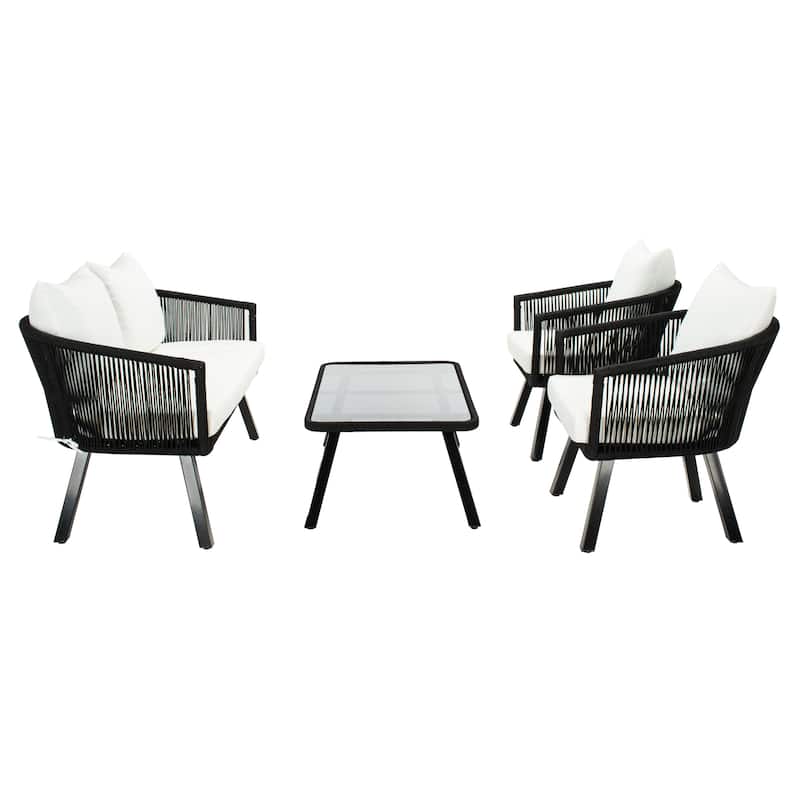 SAFAVIEH Outdoor Sneh-Lata 4-Piece Rope Patio Set - 54W x 27D x 26H