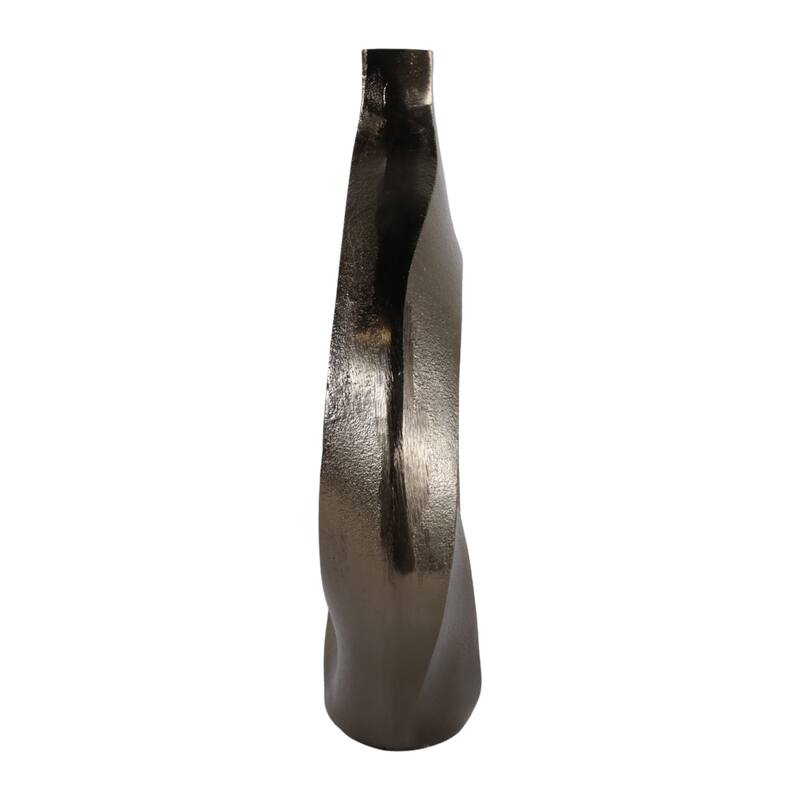 Artistic Metal Swirl Vase with Cut Out Center - Sculptural Flower Vase