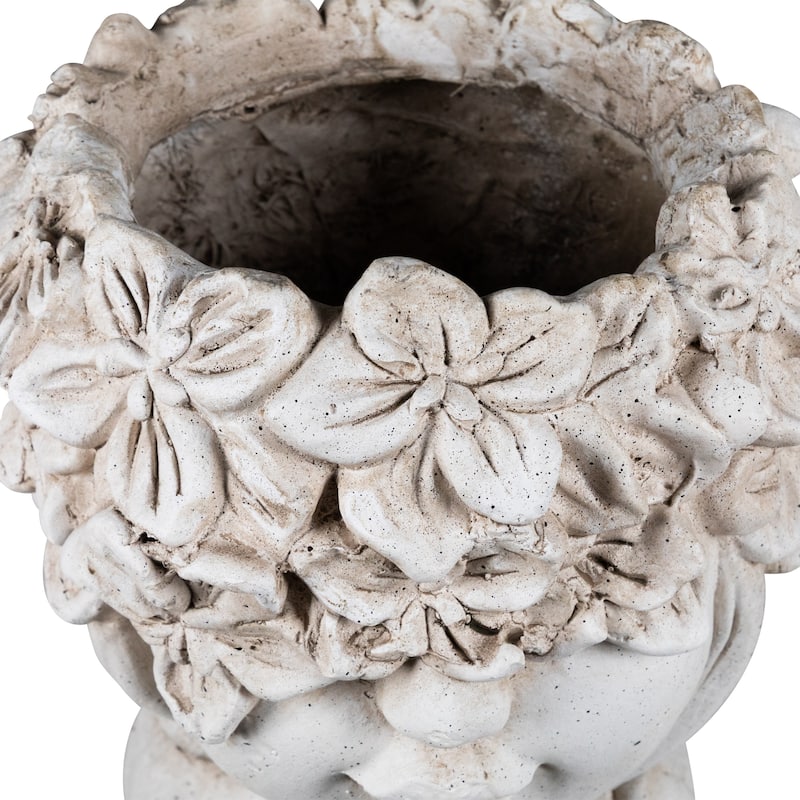 Lady Head with Flowers Outdoor Garden Planter - 16.5" - Beige