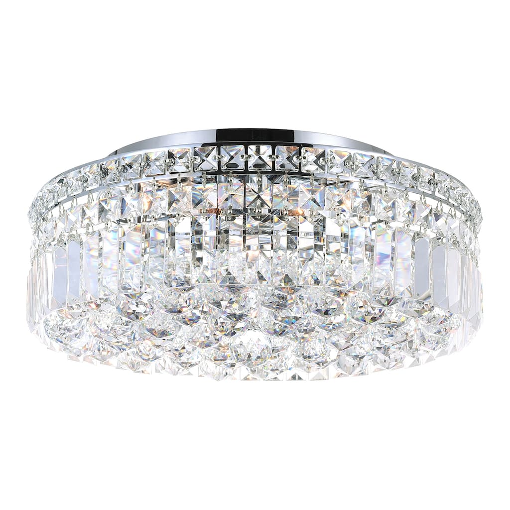 Colosseum 5 Light 16in Chrome Flush Mount with Crystals