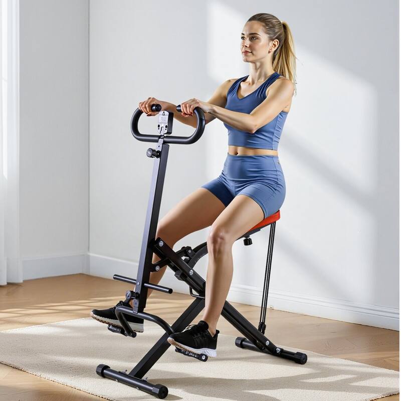 Black Steel Deep Squat Training Machine with Adjustable Seat and Resistance Bands - 35.4 x 22.8 x 44.1 in