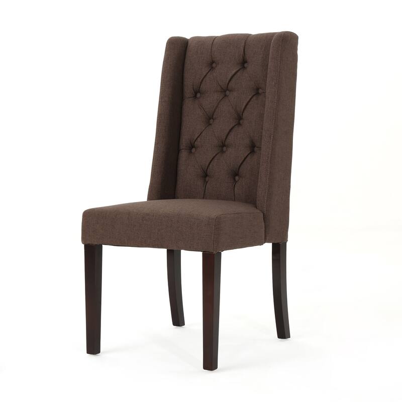 Modern 2 Piece Button Tufted Dining Chairs with Upholstered High Back Birch Legs for Dining Room Kitchen Bedroom Living Room