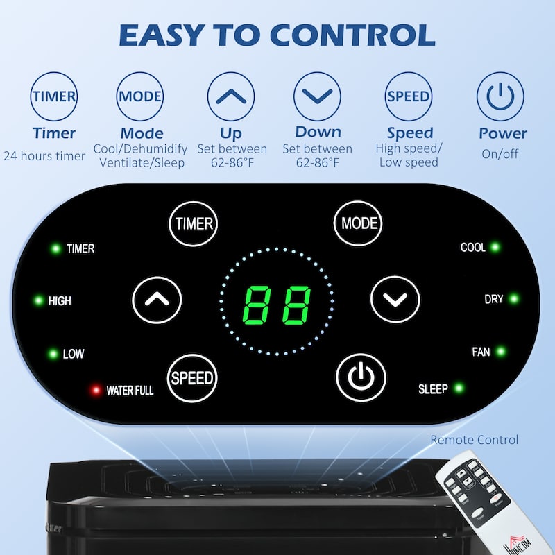 8000 BTU Portable Air Conditioner Evaporative Cooler, 4-in-1 AC Fan with Dry Mode, Remote Control