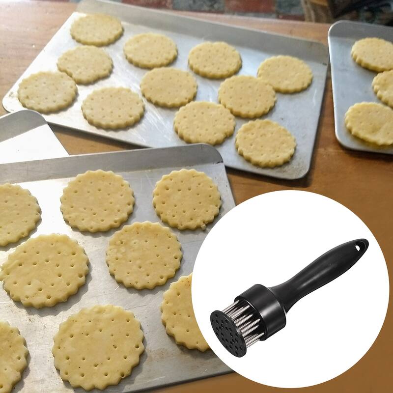 Stainless Steel Meat Tenderizer, Meat Mallet Needle w Plastic Handle - Black