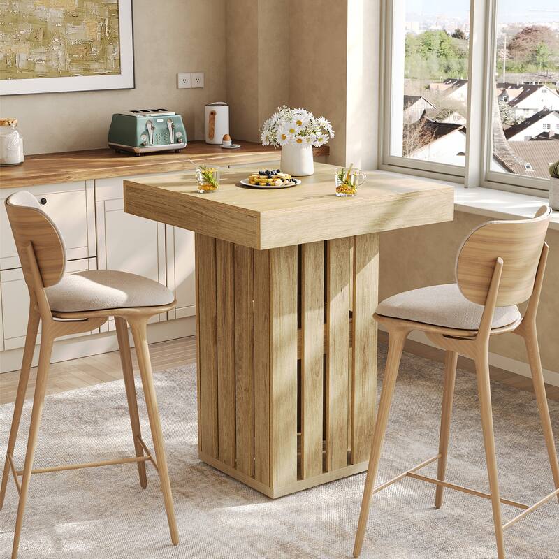 39.8" Square Bar Table, Modern Farmhouse Counter Height Pub Bistro Table