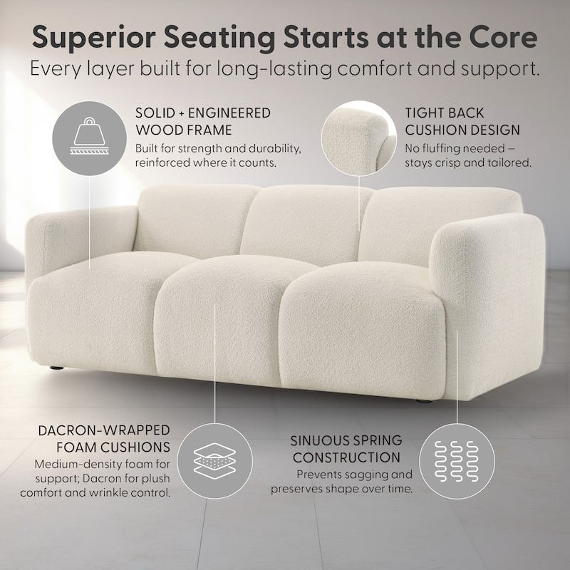 Sierra Ivory Boucle Accent Chair, Loveseat, Sofa, or Living Room Set
