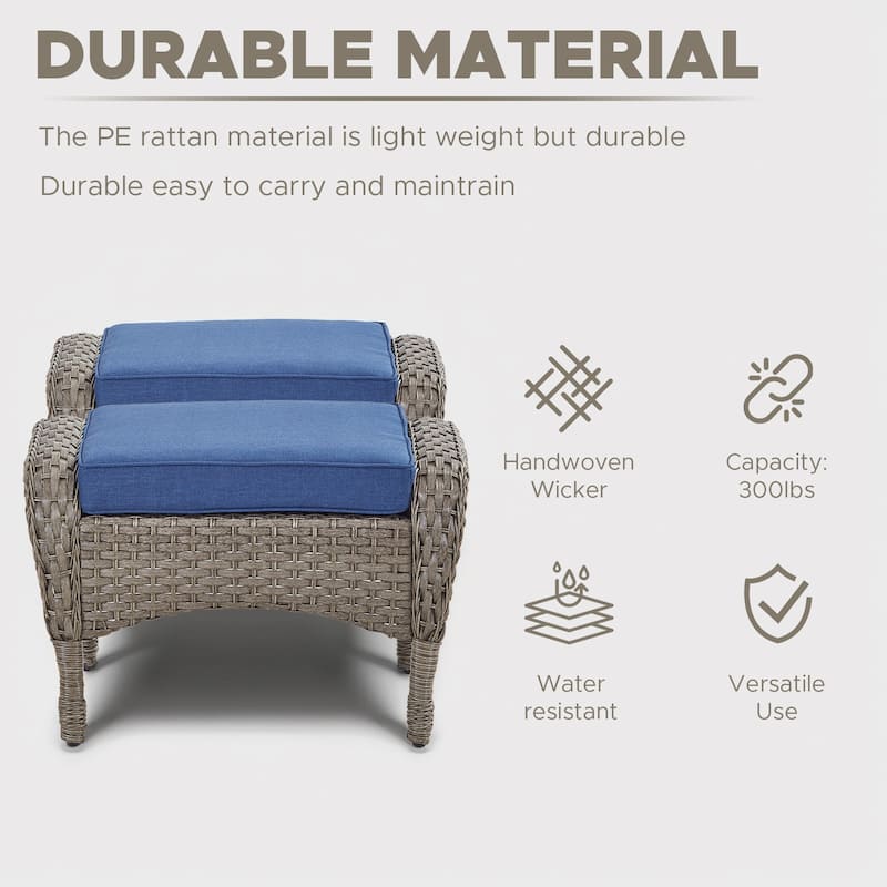 Outdoor Swivel Chairs with Side Table and Ottomans
