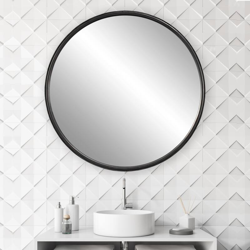 Uttermost Dawsyn Aged Black Round Mirror