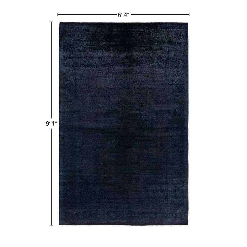 Overdyed, One-of-a-Kind Hand-Knotted Area Rug - Black - 6' 4" x 9' 1"